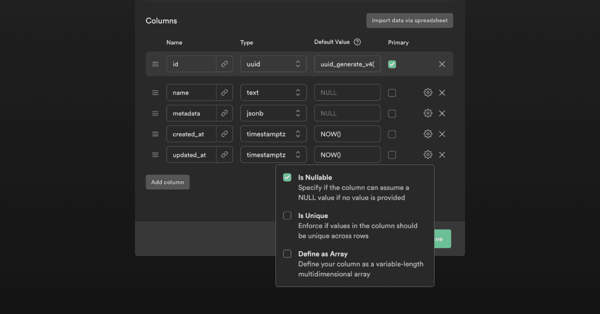 Table creation is even easier